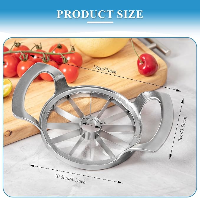 Apple Slicer and Corer,12-Blade Sharp Stainless Steel Fruit Cutter-Frosted Handle Comfortable to Use,Apple Core Remover Tool