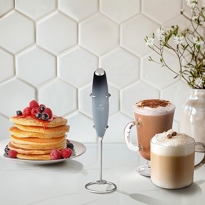 Zulay Kitchen Powerful Milk Frother Wand With 4 AA Duracell Batteries - Ultra Fast Handheld Drink Mixer - Electric Whisk Foam Maker for Coffee, Lattes, Cappuccino, Matcha & Creamer - Storm Blend