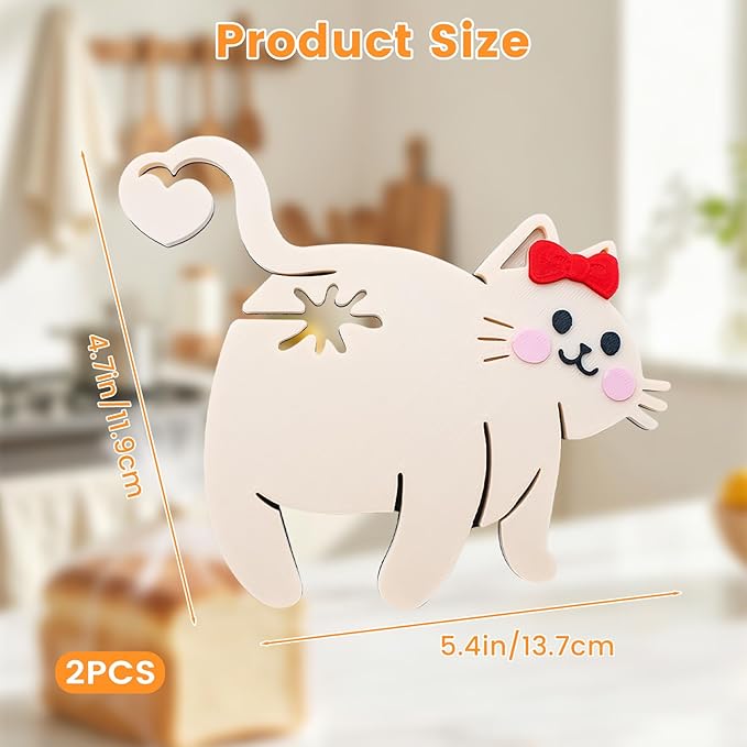 2 PCS Cat Bread Clip, Funny 3D Printed Bag Holder, Novelty Kitchen Gadget for Cat Lovers, Cat Shaped Bread Bag Clip, 4.7 * 5.4in Cat Bag Clips for Cat Lovers