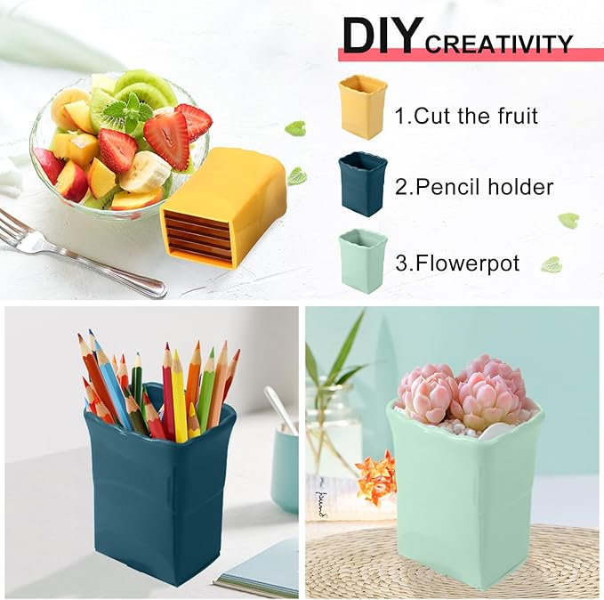 3 Pcs Cup Slicer with 3 Pcs Gap Cleaning Brushes Stainless Steel Strawberry Slicer Banana Slicers Fruit Slicer Fruit Cutters Multifunctional Soft Fruit and Vegetable Slice Fresh Platter Making