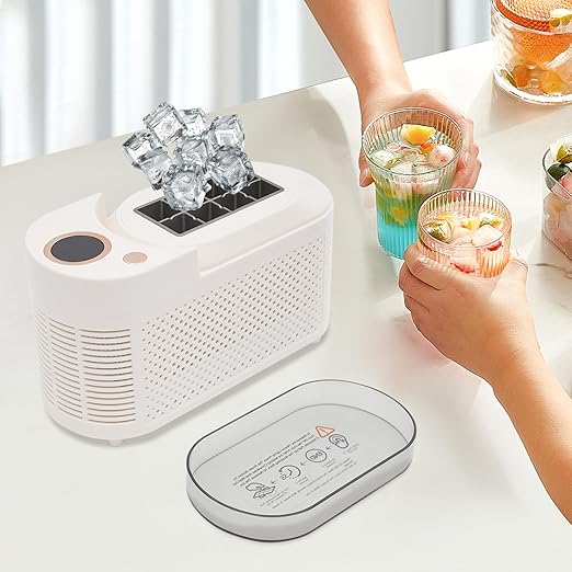 Portable Ice Maker Countertop, Mini Machine with 12V Car Adapter – Compact Home Kitchen Appliance for Fast Nugget Ice Making, Small Ice Maker for Drinks, Travel, RV – 2.82 lbs, 8 Cubes/Cycle by