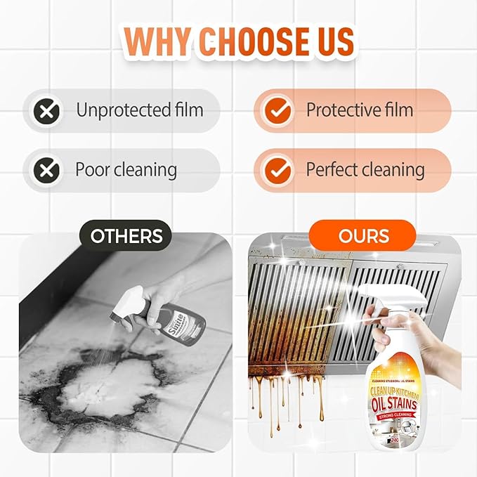 Heavy Oil Cleaner Stain, Clean Up Kitchen Oil Stains, 2025 New Heavy-Duty Kitchen Degreaser Foam Cleaner, Clean Kitchens Oils Stains Spray, Multi functiona Foam Cleaner Spray (1 pcs)