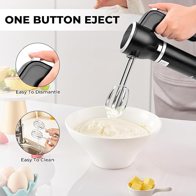 Pukomc Hand Mixer,5-in-1 Multifunctional Portable Charging Device Hand Blender,with lmmersion Blender and Beater,Whisk,Milkshake Bars,Blender Vessel,Easy to Clean