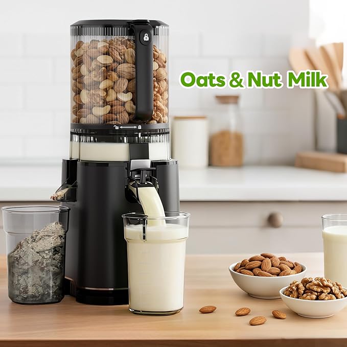 ECOSELF Juicer with 3 Filters (Juice/Sorbet/Nut Milk), Juicer Machines With 6.0" Wide Mouth Hopper, Self Feeding & Hands-Free Design, Cold Press Juicer for Family Party, High Juice Yield, With Brush