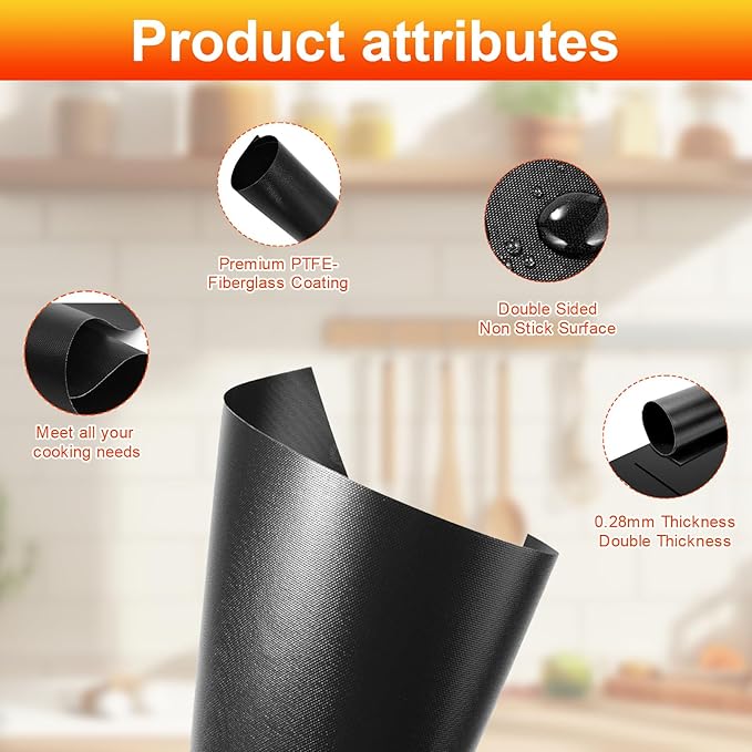 4 Packs Oven Liners for Bottom of Oven, 11.4"x9.8" Reusable Non-Stick Heat Resistant Toaster Liners Toaster Mat for Cuisinart TOA -28 TOA -26 AFR-25 Air Fryer Convection Oven