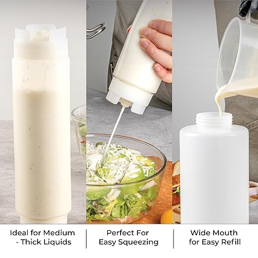Restaurantware 16oz. FIFO Inverted Plastic Squeeze Bottle with Refill and Dispensing Lids - First In First Out - Perfect for Restaurants Catering and Food Trucks - 1ct box