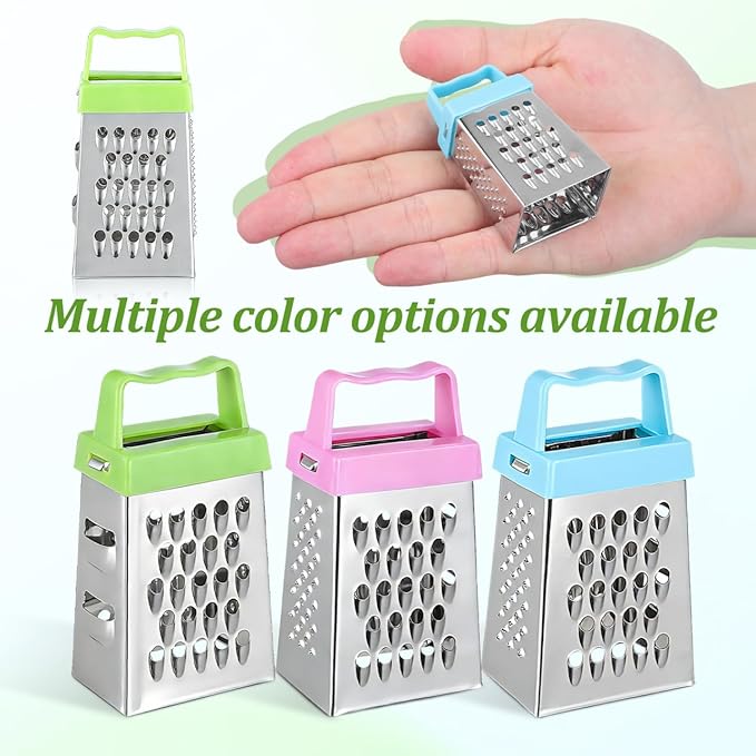 Kichvoe 6-Pack Mini Cheese Grater Set Stainless Steel Box Graters for Garlic Ginger Vegetable Slicing Shredding with Non-Slip Handle Compact Kitchen Tool