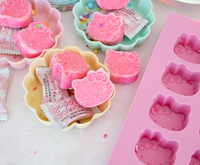 Sanrio Hello Kitty Flexible Silicone Mold Ice Cube Tray In Character Shapes | Reusable Ice Mold For Freezer Pink