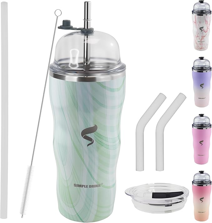 20Oz Insulated Tumbler With Straw And Lid, Stainless Steel Coffee Cup, Double Wall Vacuum Travel Mug,Spill proof Iced Coffee Tumbler,Outside Use, Jelly Green