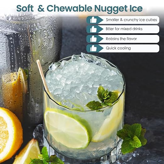 Antarctic Star Countertop Ice Maker with Soft Chewable Pellet Ice, 34lbs/24Hrs, One-Click Operation, Self-Cleaning Portable Peddle Ice Machine with Ice Scoop for Kitchen,Office,Bar,RV (Grey)