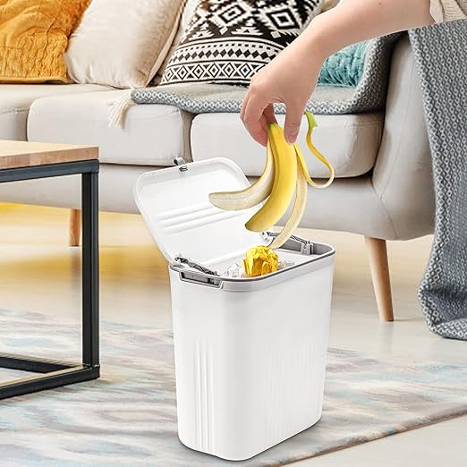 Frcctre 2 Pack 2.4 Gallon Kitchen Compost Bin, Hanging Trash Can with Lid Garbage Can for Countertop or Under Sink, Wall Mounted Counter Waste Bin for Kitchen Bathroom Bedroom Office