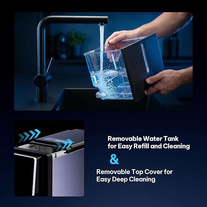 Silonn Nugget Ice Maker Countertop, Auto Drop Ice, Self Cleaning Ice Machine, 40 lbs/24H Soft Chewable Ice, Self Dispensing Nugget Ice Maker for Home, Kitchen and Party