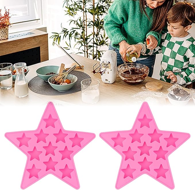 2PCS Star Shaped Silicone Ice Cube Tray, Reusable Silicone Ice Maker for Whiskey Drinks, Freeze Star Ice Mold Pentagram Ice Trays Club Bar Party Use Making Homemade Ice, Chocolate, Gummy, Jelly More