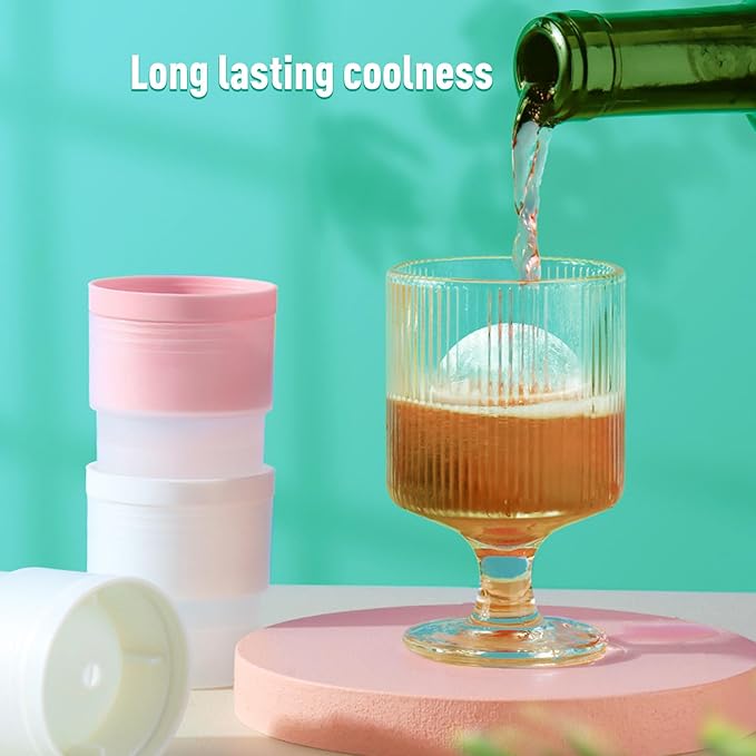 6-Pack Ice Ball Molds - 2.4" Large Spherical Ice Cube Trays for Whiskey & Cocktails, Reusable Silicone Freezer Mold for Cold Drinks, Baby Food, Hockey Puck Ice