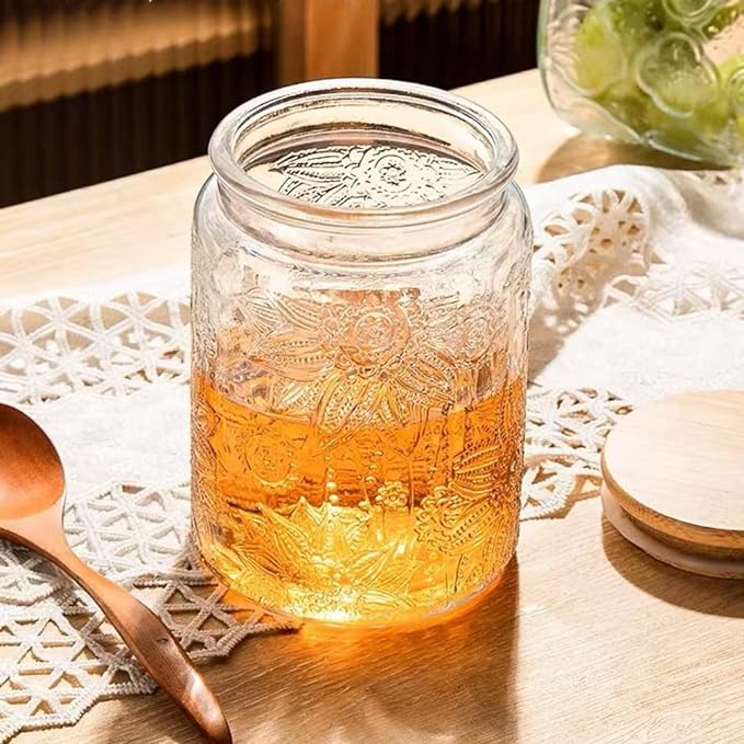 ANSQU Vintage Glass Jar with Lid, 23.7oz Airtight Glass Food Storage Container for Kitchen Counter, Pantry, Decorative Jar for Coffee, Tea, Sugar, Gratitude Jar for Mother' Day