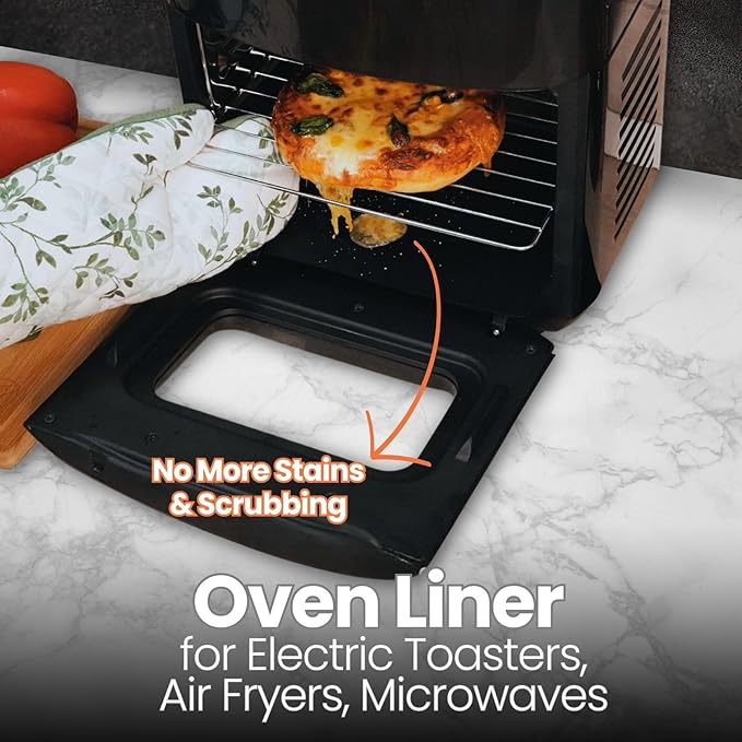 Buself Toaster Oven Liner – Compatible with Breville, Cuisinart, Black & Decker, Dash, and More – Nonstick Heat Resistant Reusable Air Fryer Liners, PFOA & BPA Free, 9x11", 4 Pack, Black