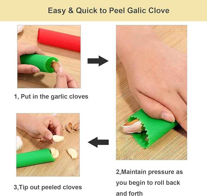 2 Set Silicone Garlic Peeler Easy Roller Tube Useful Garlic Odorfree Kitchen Tool (Black,Blue)