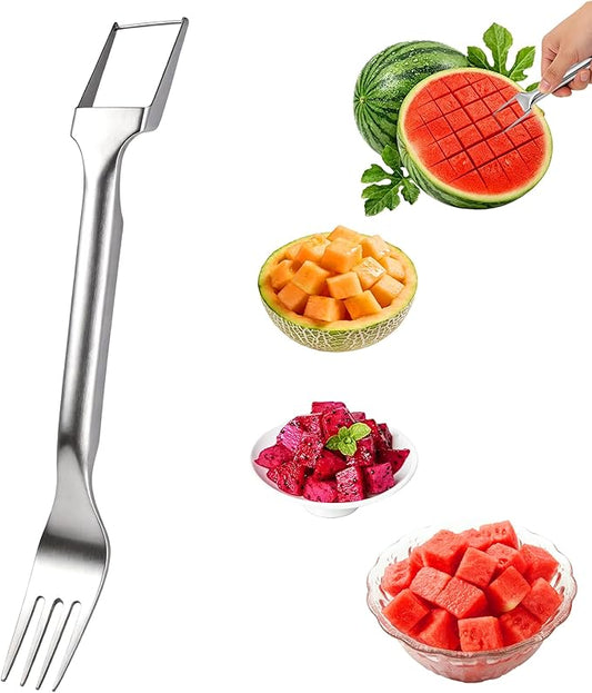 Watermelon Cutter, 2-in-1 Stainless Steel Watermelon Fork Slicer Cutter, Ergonomic Handle, Home Kitchen Gadgets for Watermelon, Cantaloupe, Honeydew & Other Summer Fruit (1PCS)
