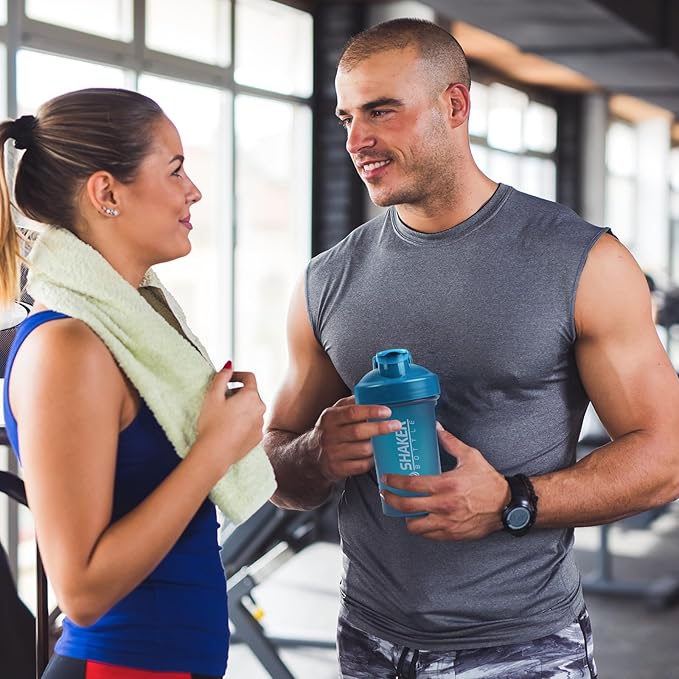 Shaker Bottle,400ml Small Protein Shaker Bottle with Mixing Ball, Portable 14oz GYM Shakes Cup for Workout,BPA free, 100% Leak Proof,Dishwasher Safe（Blue）