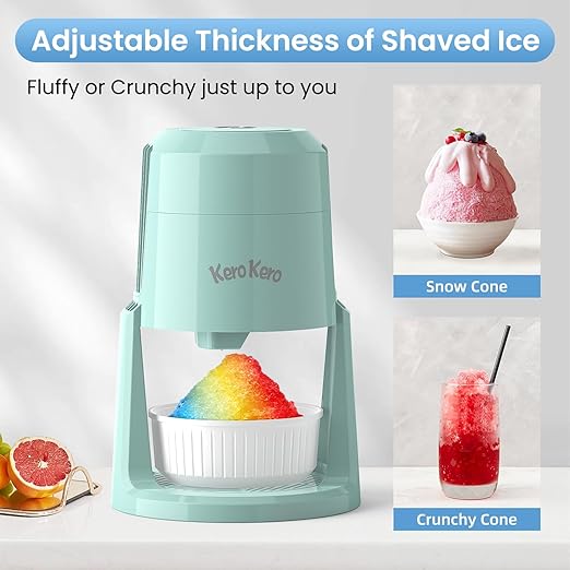 Professional Shaved Ice Machine: RX03 Electric Snow Cone Maker & ICEE Machine for Home, 60W Power, 120V Universal Voltage, Create Fluffy Ice Snow Cones, Slushies and Frozen Treats-Green (Green)