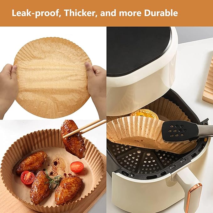 Air Fryer Paper Liners for 4 qt / 5 qt / 6 qt, Thickened Square Disposable Liner Compatible with Ninja/Chefman/Cosori/Instant Pot and other 4q-6qt Airfryer (8.3'' on Top)