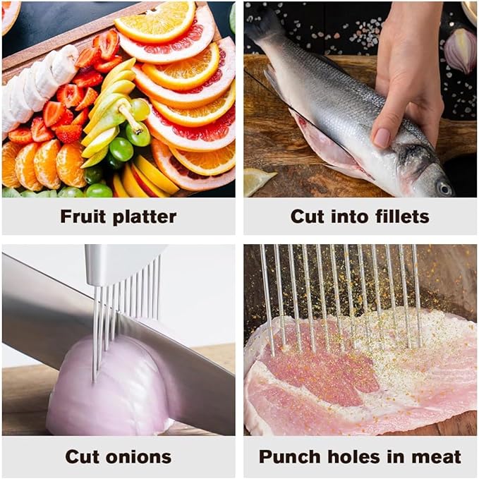 Stainless Steel Vegetable Slicer - Onion & Potato Cutter, Lemon Slicer, Kitchen Chopper Assistant Tool (2, Style A)