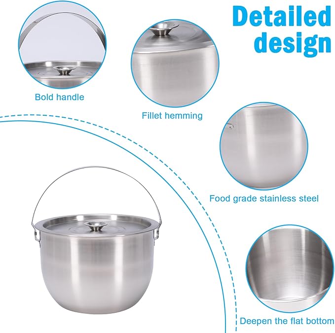 Ice Bucket, Stainless Steel Champagne Bucket with Lid, Double Handles, Scoop & Tongs Set, Drink Cooler for Parties, Wedding, Bar Cart, Patio, Holiday Hosting, New Year Toasts, for Home Entertaining