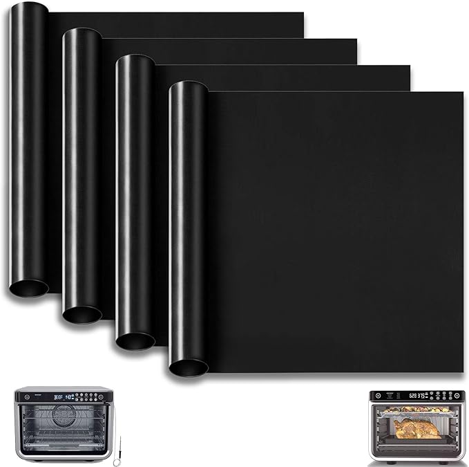 4-Pack reusable Fiberglass Baking Mats for Ninja DT201 DT251 Foodi 10-in-1 Smart XL Air Fry Oven, 10.83"x12.4" Heat-Resistant Non-Stick oven liners mat for bottom of oven Air Fryer accessories