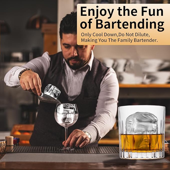 Clear Ice Cube Maker Mold-VDHU 2.4"Ice Cube Trays/Funny Presidential Head Molds,Easy-Release Ice Maker for Easter,Whiskey Cocktail,Bourbon,holidays,parties,Birthday Gift Men/Dad
