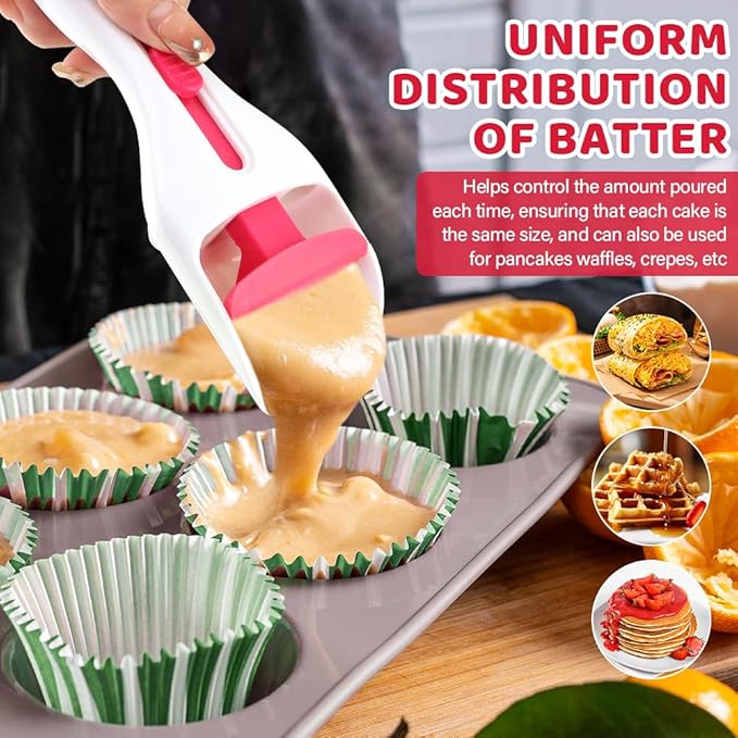 2pcs Cupcake Batter Dispenser Scoop, Dishwasher-Safe Baking Tool for Precise Portioning of Muffins, Cupcakes, Cookie Dough & Pancakes - Mess-Free Kitchen Gadget(COLOR:white)