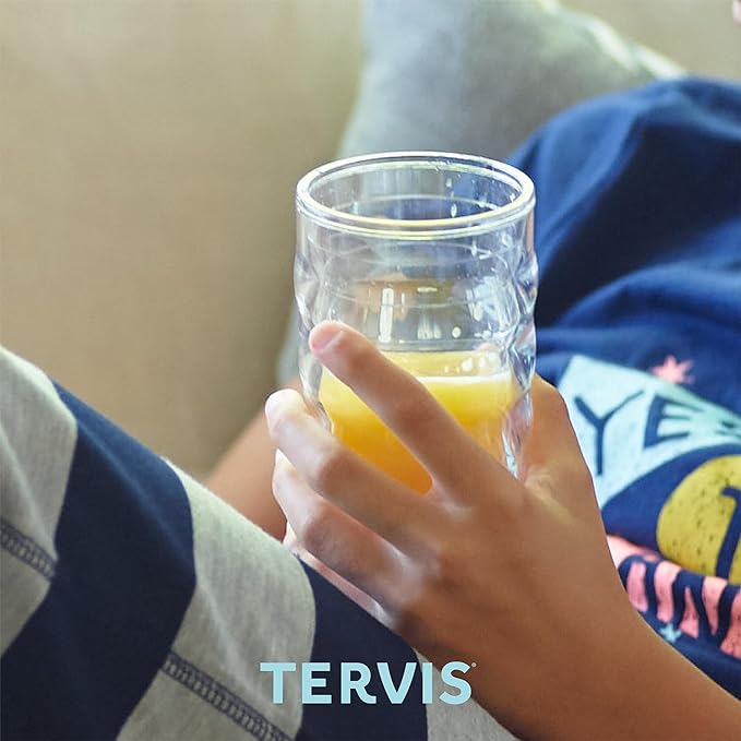 Tervis Clear & Colorful Lidded Made in USA Double Walled Insulated Tumbler Travel Cup Keeps Drinks Cold & Hot, 10oz Wavy, Blue Lid