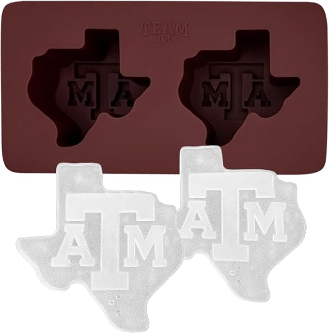 TEAM ICE - Texas A&M Silicone Ice Cube Tray - Large Silicone Ice Cube Mold for Whiskey & Cocktails, Durable Ice Tray for Game Day Drinks, College Logo Ice Mold for Fans & Tailgate Parties