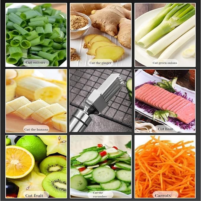 Green onion slicer,Onion Shredder, Shredding Knife, Shred Silk The Knife, Multi-Blade Kitchen Herb Cutter, Vegetable Shredder, Kitchen Slicing Tool, Multi-functional Food Slicer (2 pcs)
