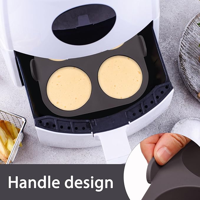 2 Pcs Silicone Muffin Tray for Air Fryer, 8-Cups Nonstick Muffin Pans with Carrying Handle, Silicone Cake Pans for Baking Cupcakes Pudding Dessert Quiches Tart, Grey