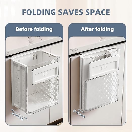 Hanging Kitchen Trash can, Foldable Transparent Trash can, can be Used for cabinets/Cars/bedrooms/bathrooms
