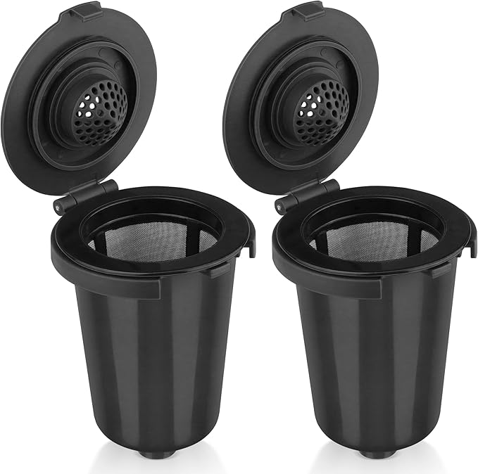 Newly upgraded Reusable Filter Cup for Cuisinart, Compatible with Cuisinart #SS-RFC HomeBarista Reusable Filter Cup, Black (2 Pack)