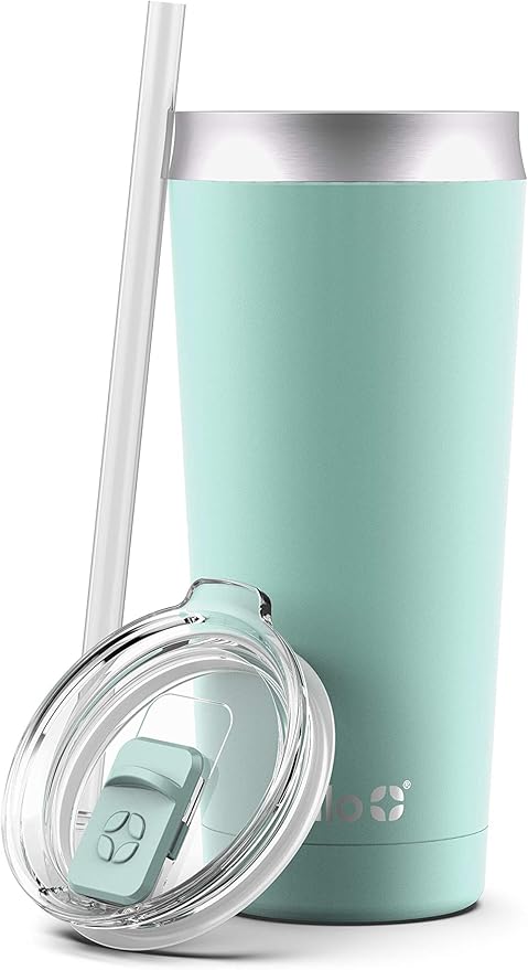 Ello Beacon Vacuum Insulated Stainless Steel Tumbler with Slider Lid and Optional Straw