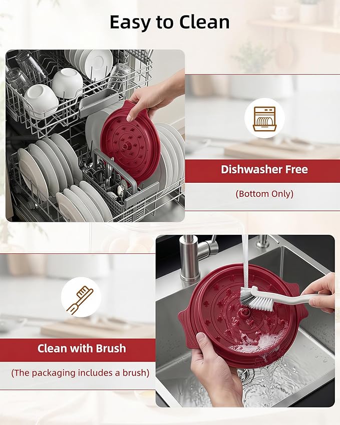10" Chicken Shredder with Tray, Large Meat Shredder Tool Twist with Brush,BPA Free Meat Grinder, Visible Chicken Shredder Machine, Strong Anti-Slip Strip, Suitable for Pork, Beef, Chicken (Red)