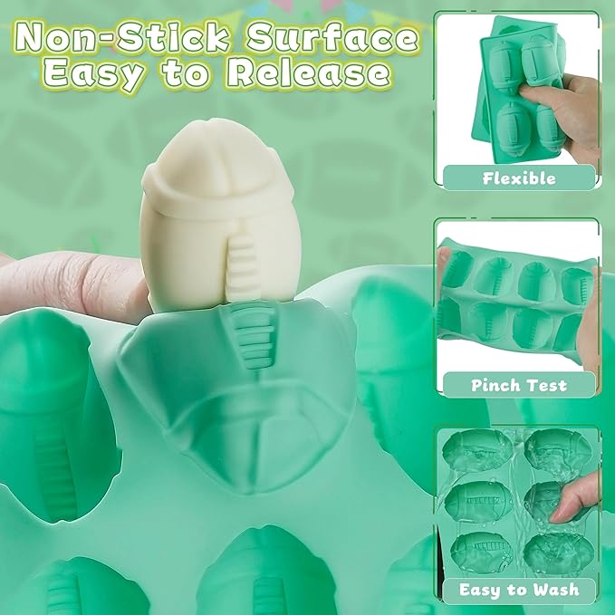 Zorazio 2Pack Football Ice Cube Mold, 8Cavity Silicone Football Mold Ice Cube Molds Fun Shapes, 3D Silicone Football Mold for Cake Pops,Cake Decoration, Chocolate,Ice Cube