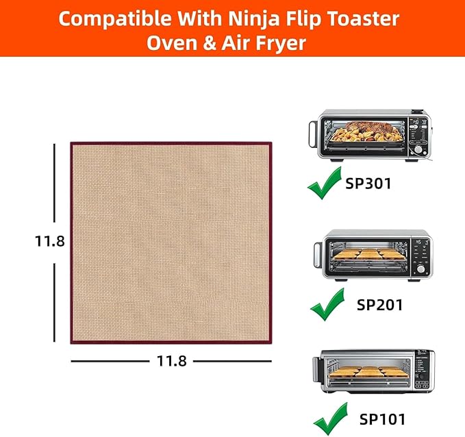 Silicone Air Fryer Liners For Ninja Flip Toaster Oven&Air Fryer SP301 SP201 SP101, Reusable Silicone Liners