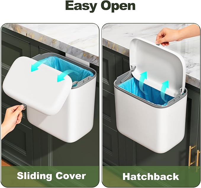 CTIME Compost Bin Kitchen 2.6 Gallon, Hanging Small Compost Bin for Countertop or Under Sink, Indoor Food Waste Bin for Kitchens Bathrooms Living Rooms RVs Bedroom