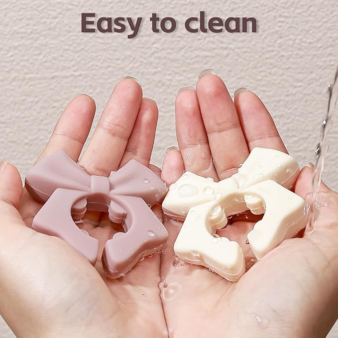Koythin 3-Piece Bow Silicone Spoon Rest and Spatula Holder, Cute Spoon Rest for Kitchen Counter, Bow Shaped Cooking Holder and Steam Release, Drip-Free Kitchen Gadgets for Pots & Pans (White)