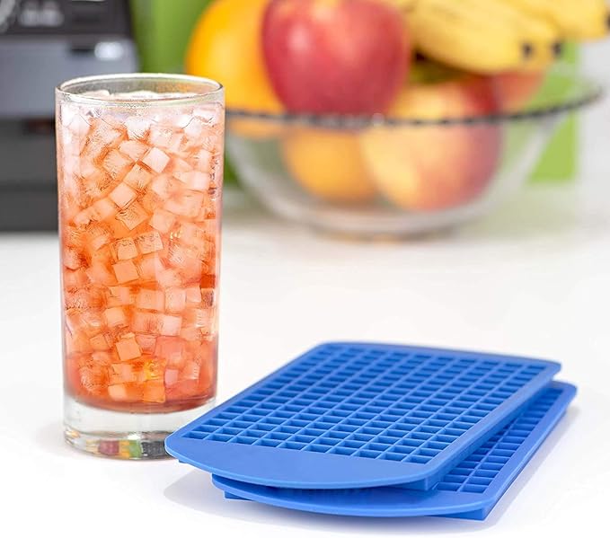 Silicone Mini Ice Cube Tray, 160 Crushed Ice Cube Molds Easy Release Small Ice Cube for Chilling Whiskey Cocktail, Kitchen Gadgets Stackable Ice Trays (Blue)
