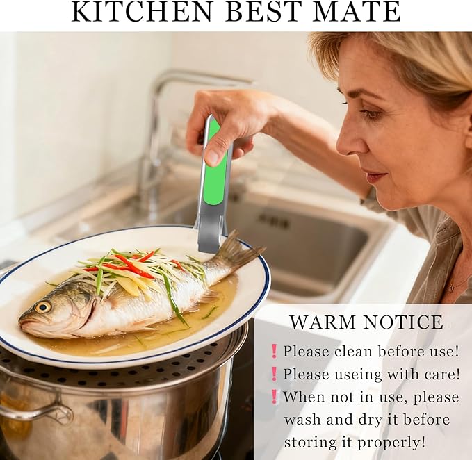 2PCS Hot Plate Gripper,Air Fryer Pans Gripper,Stainless Steel Hot Plate Bowl Retriever,Anti Scald Bowl Holder Clip,Kitchen Lifters Tongs for Egg Custard,Jidangeng,Microwave,Toaster,Oven Steamer