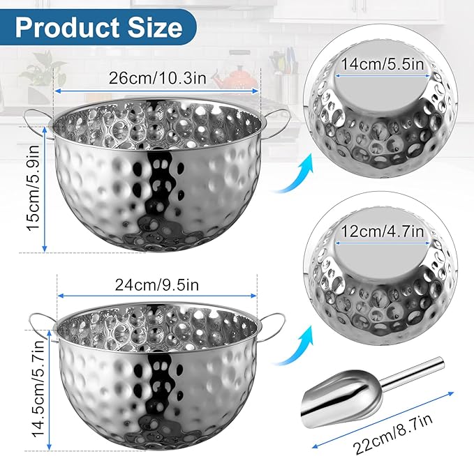 Ice Bucket of 2 Pack, 7L (10.3 * 10.3 * 5.9in) Large Ice Buckets for Parties,Metal Beverage Tub,Wine Bucket with Scoop,Champagne Bucket,Large Ice Buckets for Wine,Beer, Bottle Drinks, Dishwasher Safe