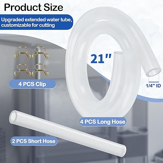 Ice Maker Drain Tube Fit for GE Profile Nugget, Replacement Hose Compatible with Opal Nugget Countertop Ice Maker with Tank - Ice Maker Parts 1/4 ID Silicone Water Line