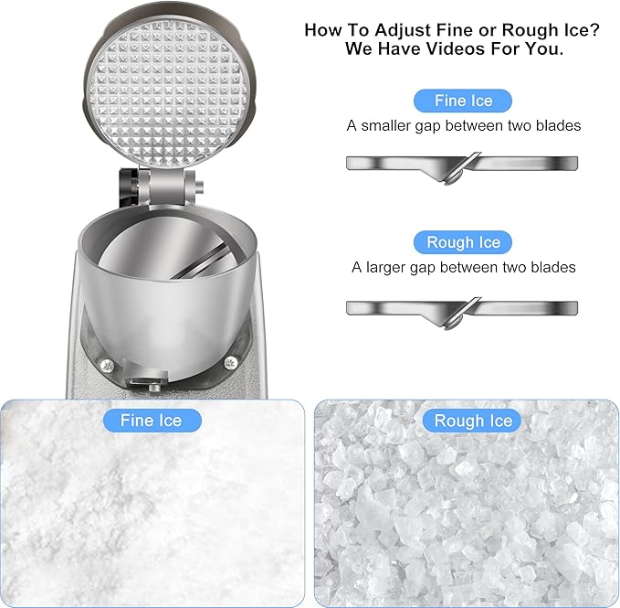 Electric Ice Shaver, Shaved Ice Machine, Especially for Home Use Ice Crusher, Dual Stainless Steel Shaving Blades, Double Covers,176lbs per hour,300W/1440rpm,Upgraded Version.