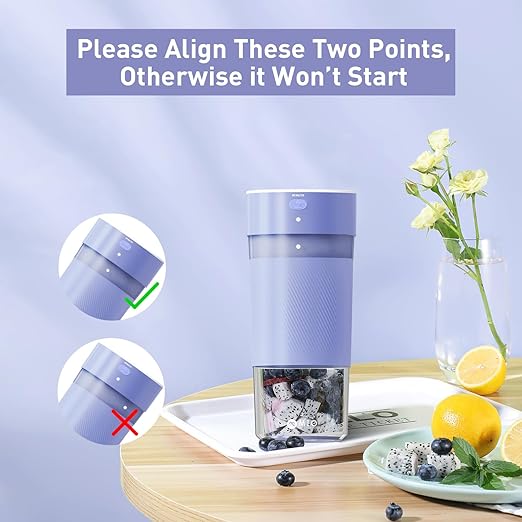 MIO Portable Blender for Smoothies, 10 oz Mini Personal USB-C Rechargeable Cordless Smoothie Maker & Handheld Protein Shake Blender, Quiet Small Travel Juicer for Office, Gym, Kitchen(Purple)
