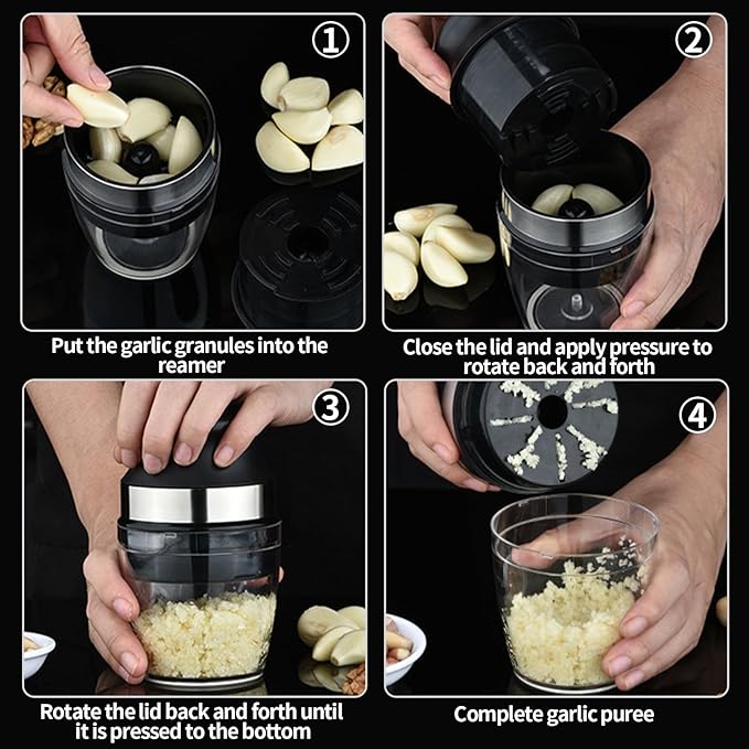 Garlic Crusher Press,Garlic Grinder Twister Easy-Clean, Multifunctional Garlic Smasher Dishwasher safe, Ideal Garlic Crusher Tool Garlic Grinder Masher Onion Chopper, Blender to Vegetable for Kitchen