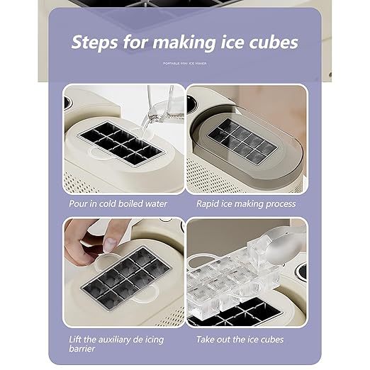 Portable Countertop Ice Maker Semiconductor Miniature Car Electric Making Machine for Home Kitchen or Camping Desktop Maker for Home